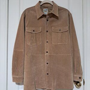 Men's TravelSmith Tan Washable Suede Shirt Jacket Size LRG